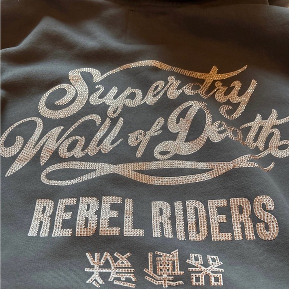 Superdry wall of death rebel rider embellished women’s hoodie sz 16 - Picture 13 of 14
